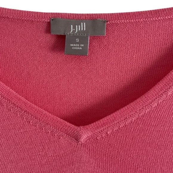 J.Jill Merino Wool V-Neck Sweater Pink Rose Lightweight Soft Knit Small - Picture 4 of 9